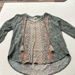 Boho style long sleeved blouse